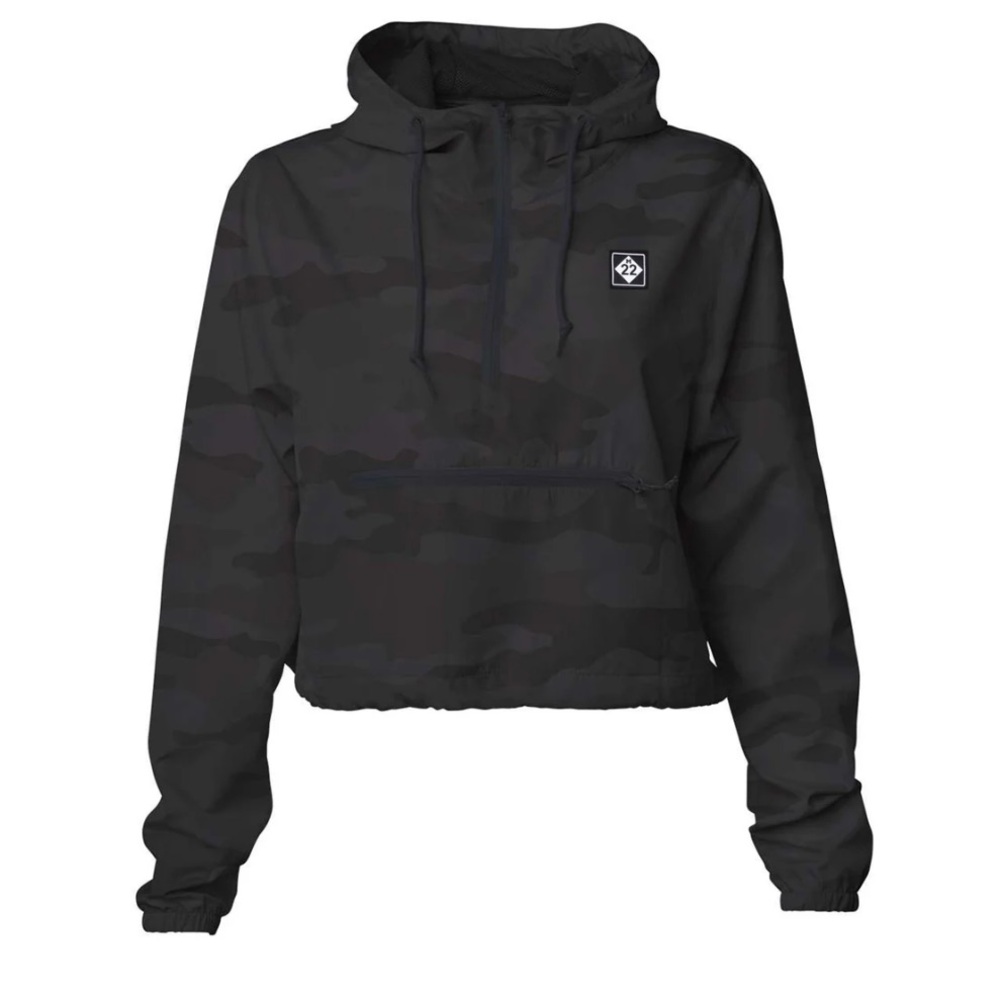 NWOT $60 M22 COASTLINE CROP WINDBREAKER Black/Camo Size Small
